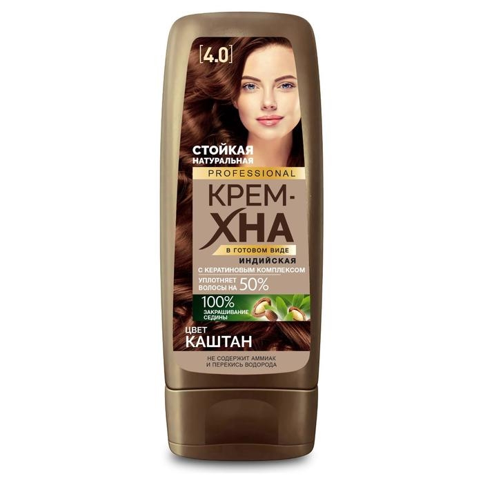 Крем-хна индийская в готовом виде Fitoкосметик Professional, тон каштан, 140 мл Крем-хна индийская в готовом виде Fitoкосметик Professional, тон каштан, 140 мл