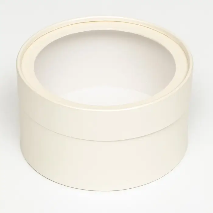 Подарочная коробка круглая &laquo;Крема&raquo; кремовая, завальцованная с окном, 16&times;10 см