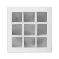 Коробка для 9 конфет, белая, 13.8&times;13.8&times;3.8 см