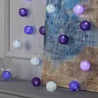 Гирлянда &laquo;Нить&raquo; 5 м с насадками &laquo;Клубки лиловые&raquo;, IP20, прозрачная нить, 20 LED, свечение белое, 220 В