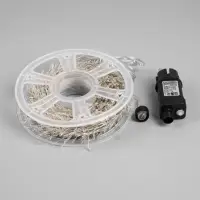 Гирлянда &laquo;Мишура&raquo; 50 м, роса, IP44, серебристая нить, 1500 LED, 8 режимов, свечение мульти, 36 В