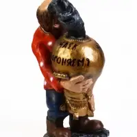 Садовая фигура из полистоуна &laquo;Дед с самоваром&raquo;, 56&times;34&times;32 см