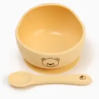 Тарелка детская на присоске и ложка, молочный, Mum&Baby Тарелка детская на присоске и ложка, молочный, Mum&Baby