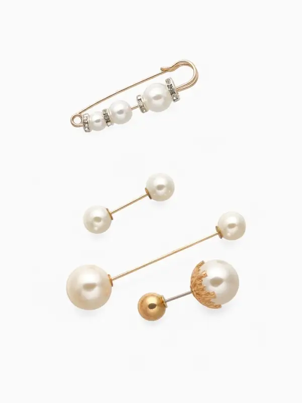 Набор булавок (6 шт.) &laquo;Жемчуг&raquo;, 6.5 см, белый в золоте