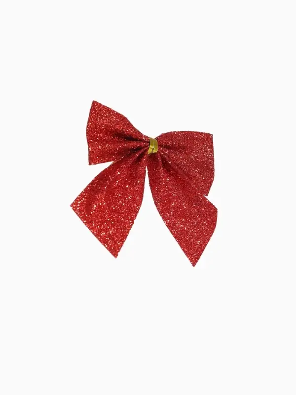 Ёлочные игрушки 12 шт. &laquo;Зимнее волшебство. Бантик - блеск&raquo; пластик, 4.5&times;5.5 см, красный