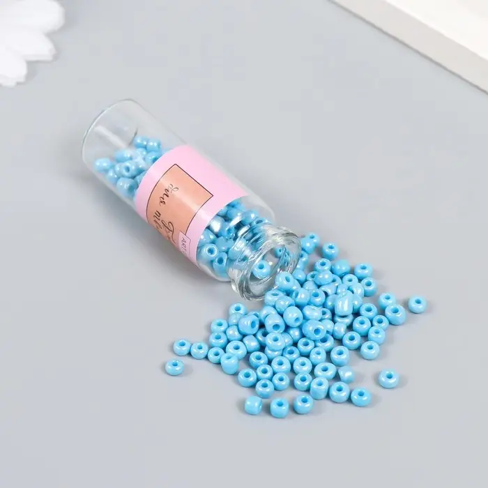 Бисер 6/0 в бутылочке  Бисер 6/0 в бутылочке "Сизый" 20 гр керамический блеск 6х2х2 см