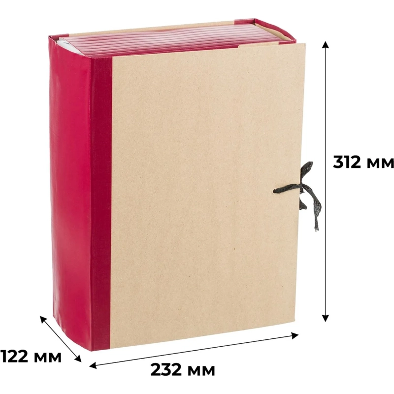 Папка архивная 120мм крафт/бумвинил 4 завязки, бордовая