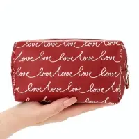 Косметичка на молнии LOVE, женская, универсальная 17.5&times;6.5&times;10 см, бордовая