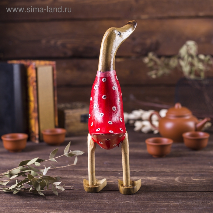 Сувенир дерево Сувенир дерево "Утка красный костюмчик в точку" 13х12х23 см