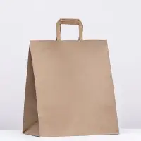 Пакет бумажный, плоская ручка крафт 32&times;20&times;37 см, 90 г/м&sup2;