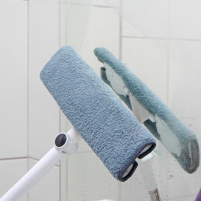 Окномойка бабочка Raccoon, стальная телескопическая ручка, микрофибра, поворот на 180°, 27×7×114(137) см Окномойка бабочка Raccoon, стальная телескопическая ручка, микрофибра, поворот на 180°, 27×7×114(137) см