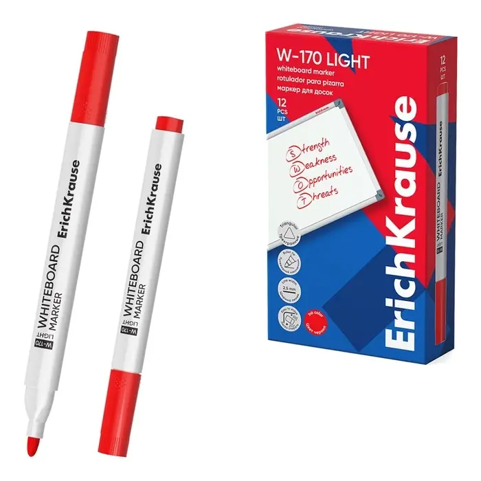 Маркер для досок ErichKrause W-170 Light, красный