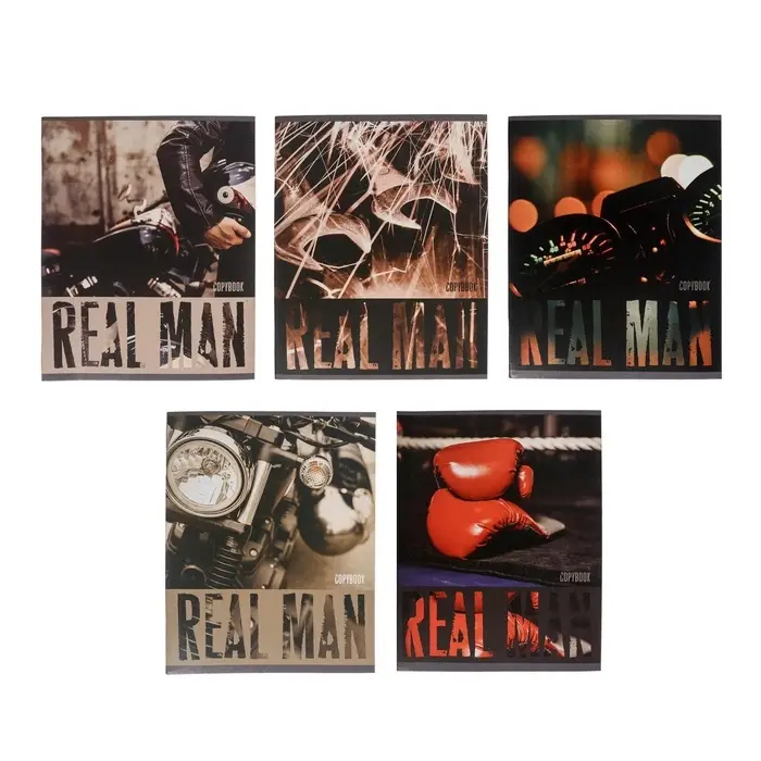 Тетрадь 48 листов в клетку, Calligrata, Real Man, обложка мелованный картон, МИКС