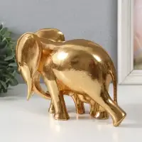 Фигурка полистоун &laquo;Слониха со слонёнком: нежность&raquo;, золото, 21&times;8&times;14.5 см
