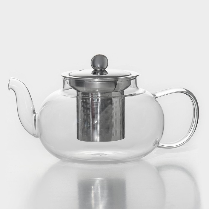 Чайник стеклянный заварочный с металлическим ситом Доляна «Калиопа», 600 мл Чайник стеклянный заварочный с металлическим ситом Доляна «Калиопа», 600 мл