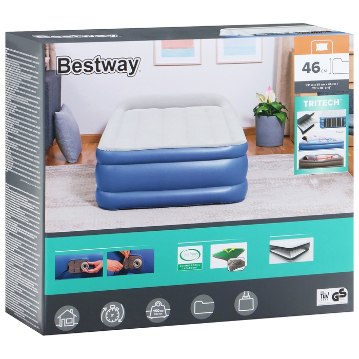 Кровать надувная Queen, 191 x 97 x 46 см, со встроенным электронасосом, 67628 Кровать надувная Queen, 191 x 97 x 46 см, со встроенным электронасосом, 67628