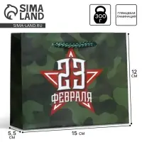 Пакет подарочный ламинированный, упаковка, &laquo;С 23 февраля&raquo;, S 15&times;12&times;5.5 см
