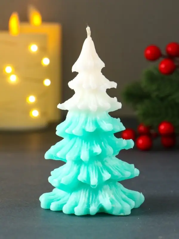 Свеча "Ёлочка новогодняя" 60*110мм, 2-х цветная, зеленая