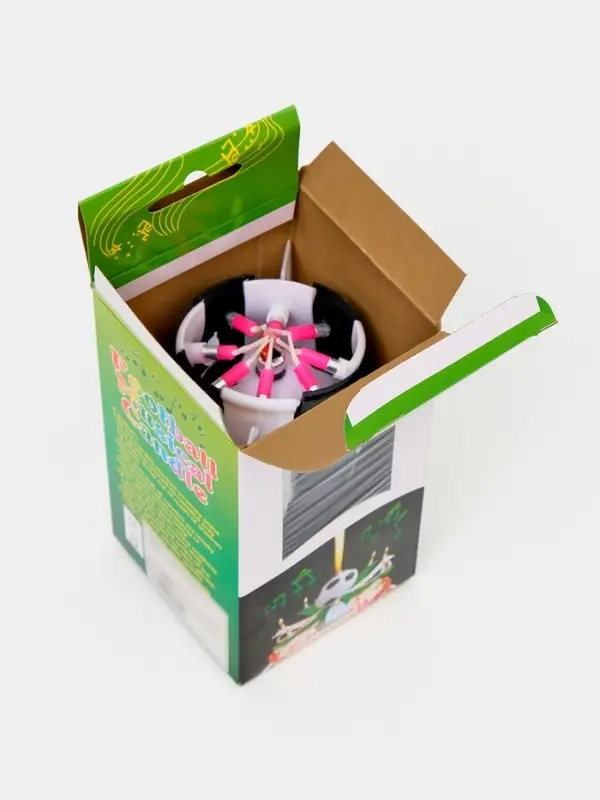 Свеча для торта музыкальная &laquo;Мяч&raquo;, бело-чёрная