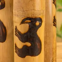 Свеча в бамбуке тройная &laquo;Птица&raquo;, 14&times;14&times;30 см, 100 мл, бежевая