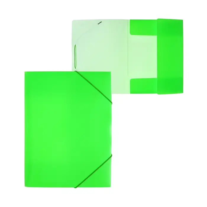 Папка на резинке А4, 500 мкм, Calligrata Neon, корешок 30 мм, неоновая, салатовая