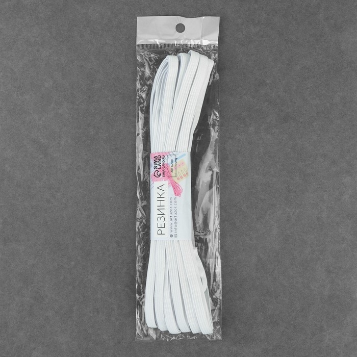 Резинка вязаная, 8 мм, 10 ± 0,5 м, цвет белый Резинка вязаная, 8 мм, 10 ± 0,5 м, цвет белый