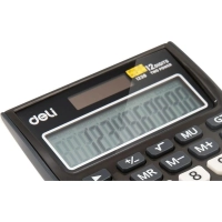 Калькулятор настольный КОМП. Deli E1238, 12-р, дв.пит., 145х105мм, серый