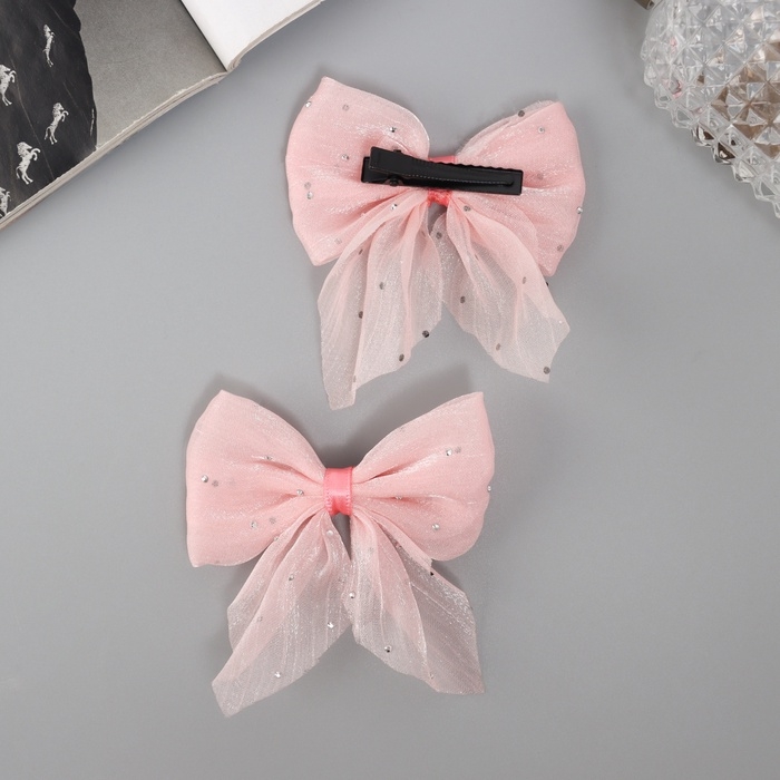 Зажим для волос  Зажим для волос "Марта" (набор 2 шт) переливы, 7,5 см, розовый