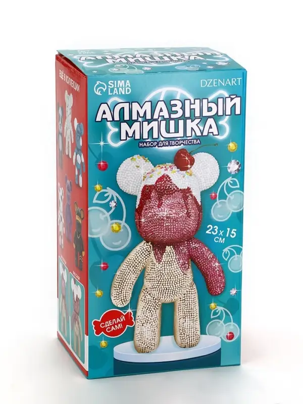 Алмазная мозаика на фигурке с полным заполнением &laquo;Медведь&raquo;, пироженка