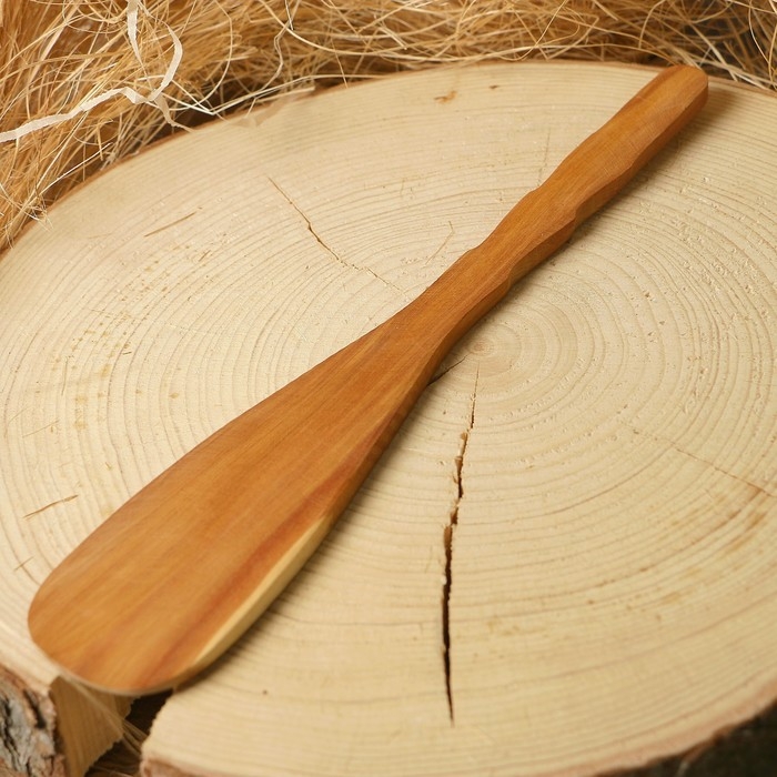 Лопатка, кухонная, с резной ручкой, можжевельник, 27 см, Лопатка, кухонная, с резной ручкой, можжевельник, 27 см,