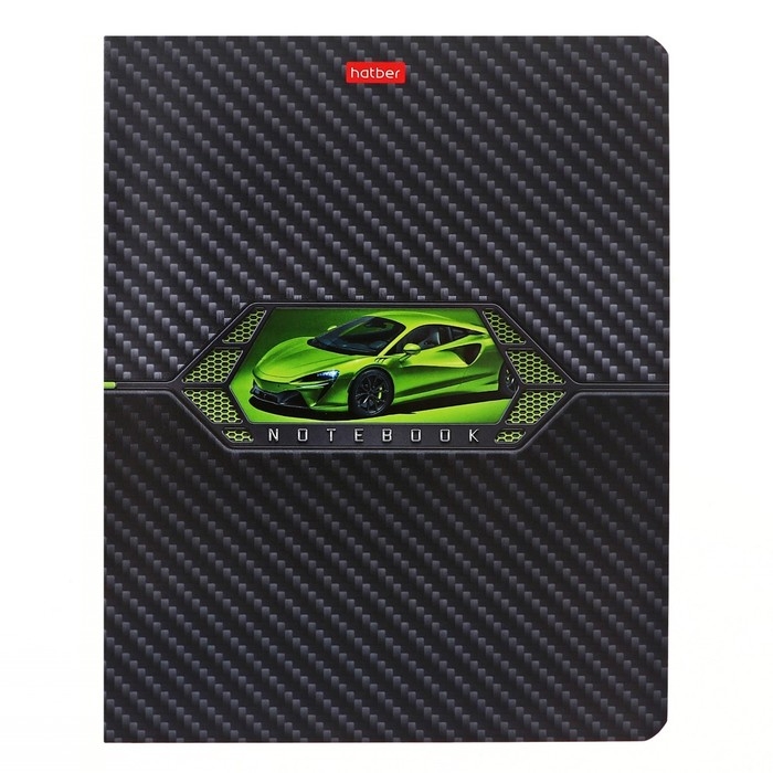 Тетрадь 48 листов в клетку, AutoCarbon, обложка мелованный картон, выборочный лак, блок офсет 65г/м2, МИКС