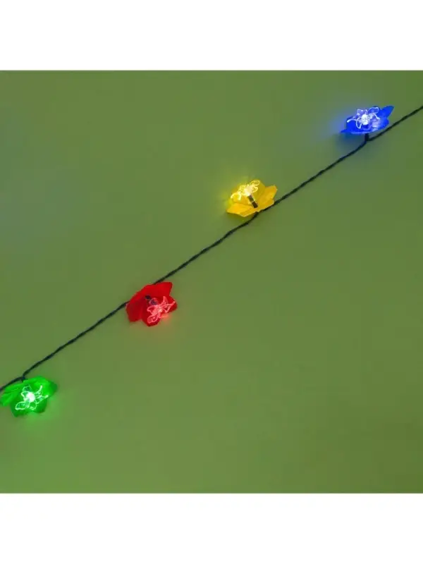 Гирлянда &laquo;Нить&raquo;, 4.5 м, уличная, с насадками &laquo;Лилия&raquo;, IP44, 30 LED, 2 режима, солнечная батарея, тёмная нить, свечение белое