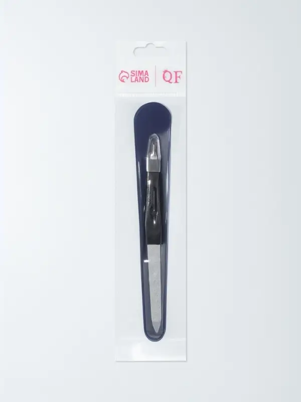 Пилка-триммер металлическая для ногтей, 15 см, с защитным колпачком, в чехле, чёрная