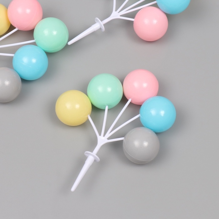Декор для творчества пластик  Декор для творчества пластик "Связка воздушных шаров - пастель" набор 5 шт 13,5 см