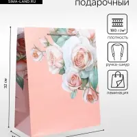 Пакет подарочный ламинированный &laquo;Цветочное признание&raquo;, 26&times;12&times;32 см