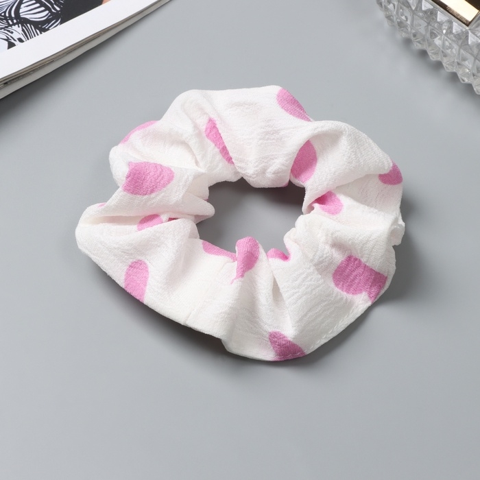 Резинка для волос Резинка для волос "Орбита" классик сердце, 10 см, розово-белый