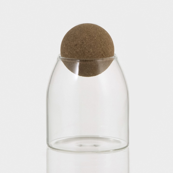 Банка стеклянная для хранения сыпучих продуктов &laquo;Эко. Шар&raquo;, 500 мл, 9,5&times;13,6 см, с пробковой крышкой