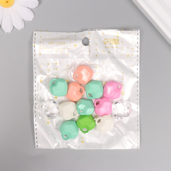 Декор для творчества пластик Декор для творчества пластик "Сердечко ромбиком" МИКС набор 20 гр 1,9х1,7х0,8 см