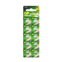 Батарейка алкалиновая GP, 186-10BL (Аналоги: LR43, G12, V12GA, 186),1.5 В, блистер,10 шт.