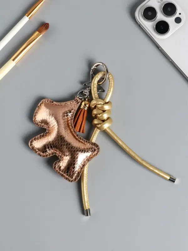 Брелок на карабине кожзам Брелок на карабине кожзам "Терьер" с узлом, золото 14х8х1,2 см