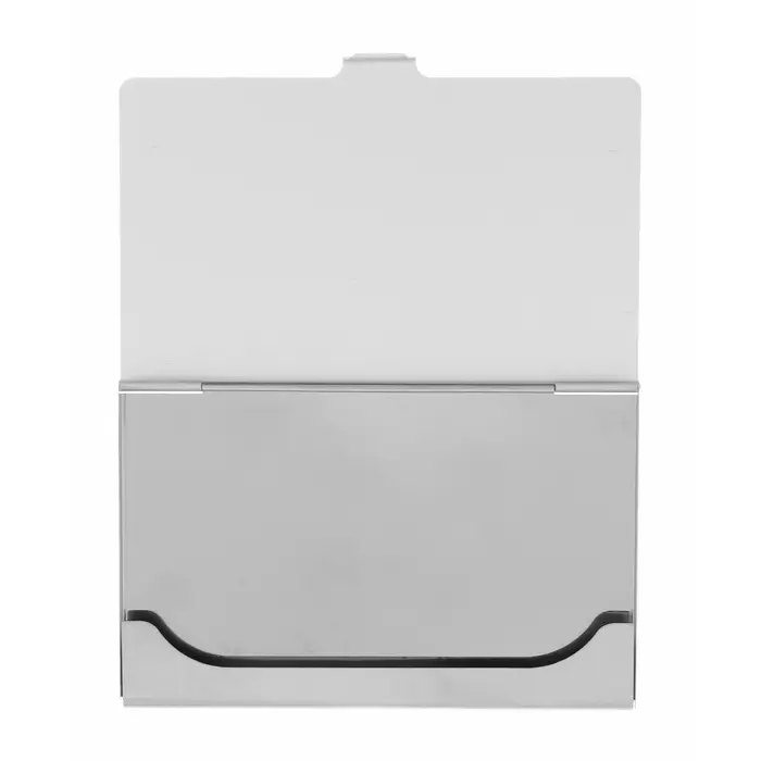 Визитница металлическая, горизонтальная, серебристая