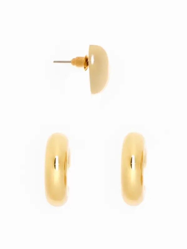 Набор серьги и каффы 3 шт. &laquo;Бублик&raquo;, сердце, цвет золото