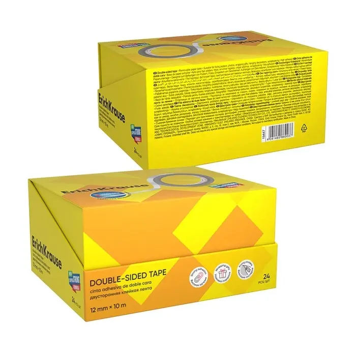 Клейкая лента ErichKrause Double-sided tape, 12 мм &times; 10 м, двусторонняя
