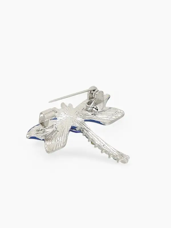 Брошь &laquo;Стрекоза - от сглаза&raquo;, маленькая, синяя в серебре