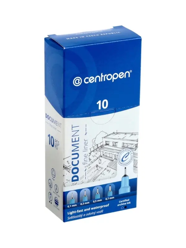 Ручка капиллярная для черчения Centropen 2631, чёрный стержень, узел 0.1 мм