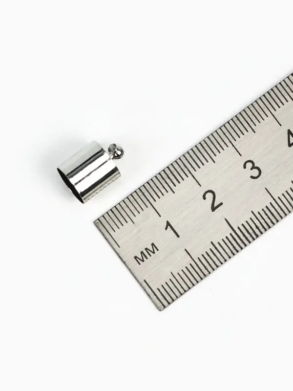 Концевик-шапочка, СМ-165, (набор 5 шт.), 1.2&times;0.8 см, d(вн.)=0.7 см, цвет серебро