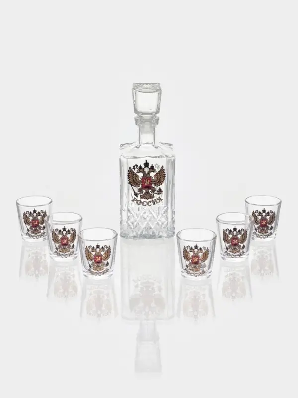 Набор питьевой &laquo;Герб России&raquo;, 7 предметов: графин 500 мл, стопка 50 мл, 6 шт.