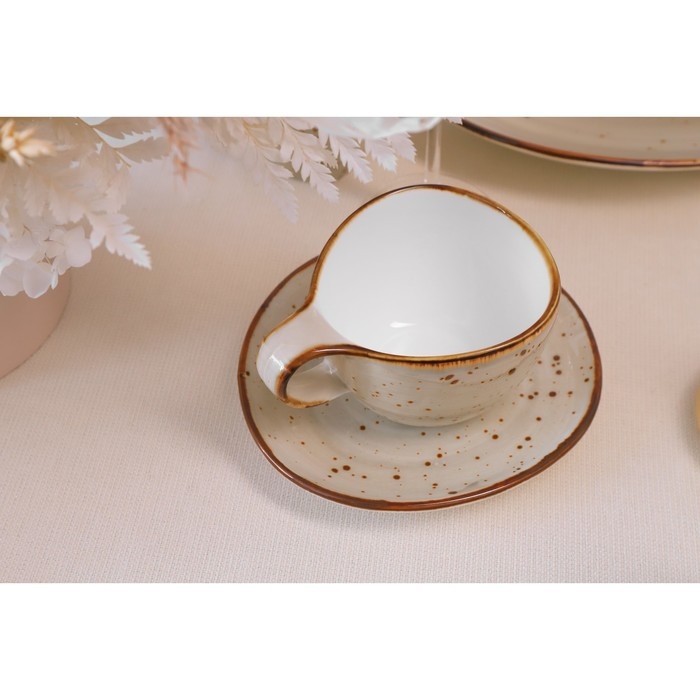 Набор кружек фарфоровых Magistro Mediterana, 2 предмета: 250 мл, цвет бежевый Набор кружек фарфоровых Magistro Mediterana, 2 предмета: 250 мл, цвет бежевый