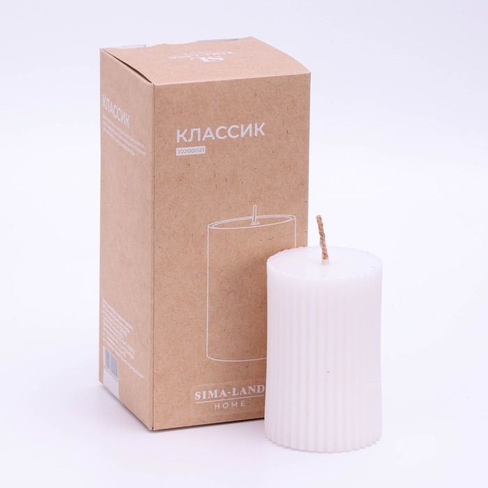 Свеча-цилиндр гладкая,5х7,5 см, пальмовый воск, белая, 6ч Sima Home Свеча-цилиндр гладкая,5х7,5 см, пальмовый воск, белая, 6ч Sima Home