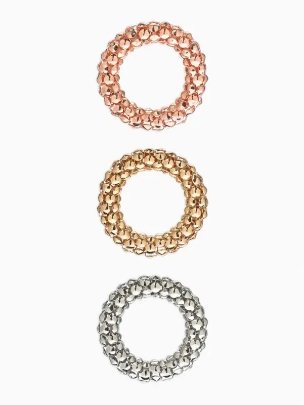 Кольцо "Стиль" (набор 3шт) плетение, тянется, цветной 1,5см